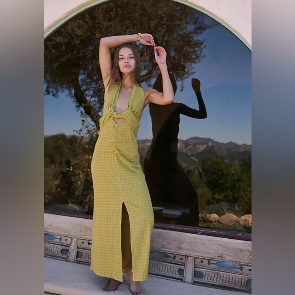 Free People Nya Maxi Dress Endless Summer Textured Billowy Halter Size S